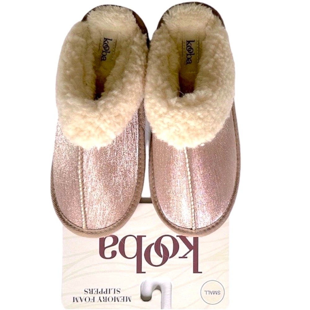 Kooba Women’s Slippers Small Memory Foam Pink Metallic NWT